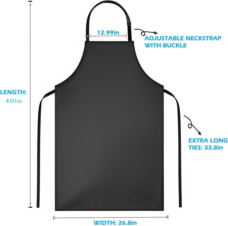 juningxin Store Waterproof Rubber Vinyl Apron 40 Inch Heavy Duty Adjustable Bib for Men Women Kitchen Cooking Lab Dishwashing Black - Image 3